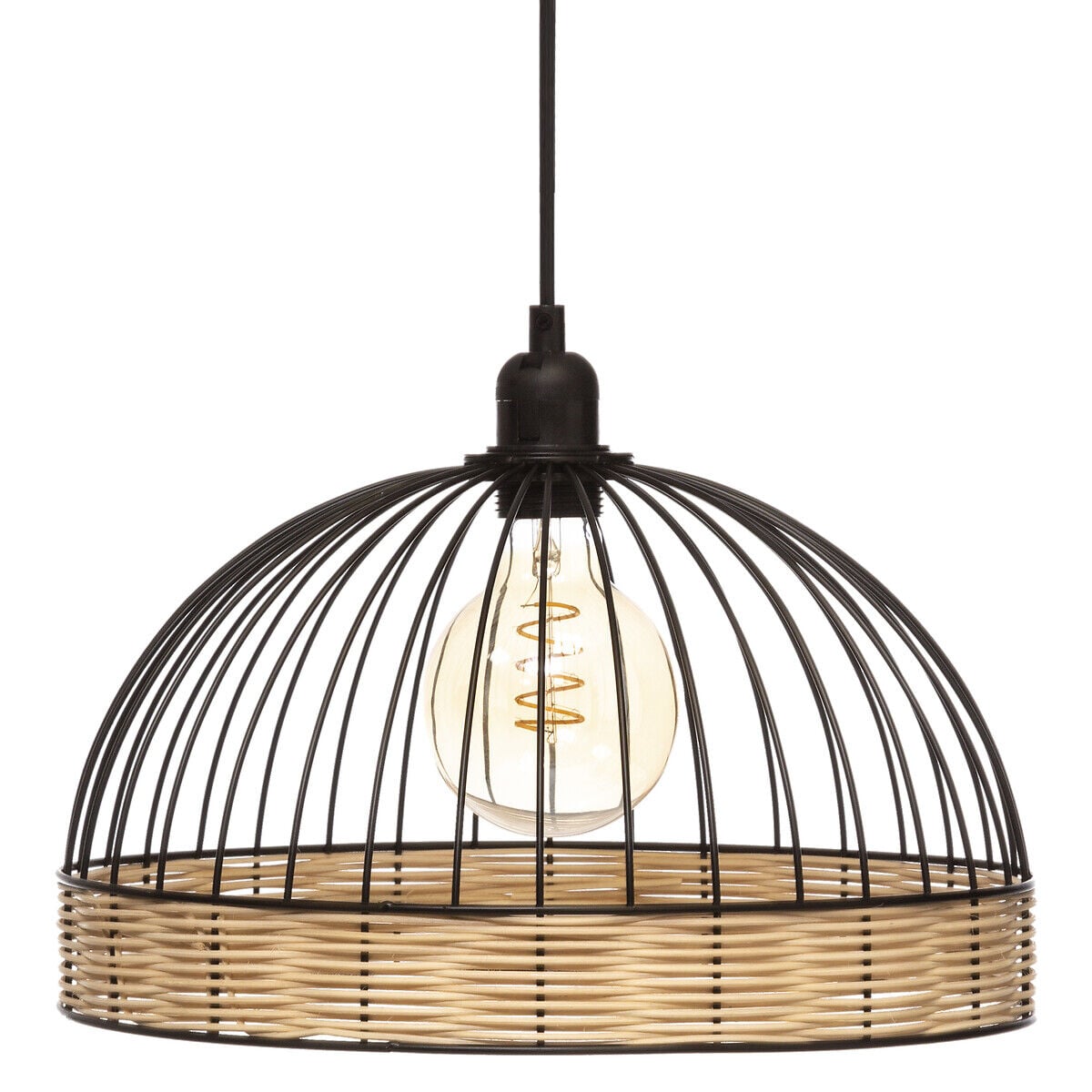 Candeeiro de teto em rattan preto, , large