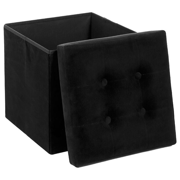 Pufe preto LYSANDRE com arrumação, , large