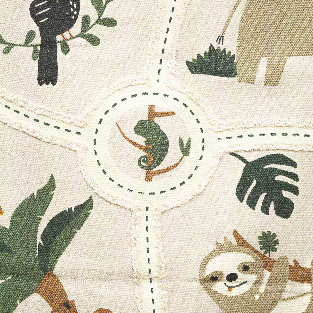 Tapete JUNGLE animais cru com franjas 100x150cm, , large