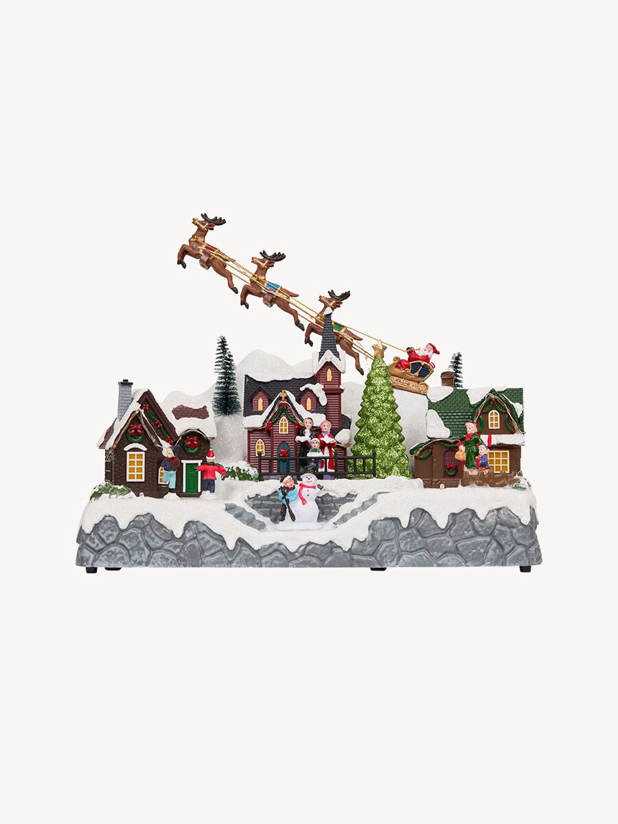 Aldea con Trineo de Papá Noel con Mov/Lum/Mus, , large