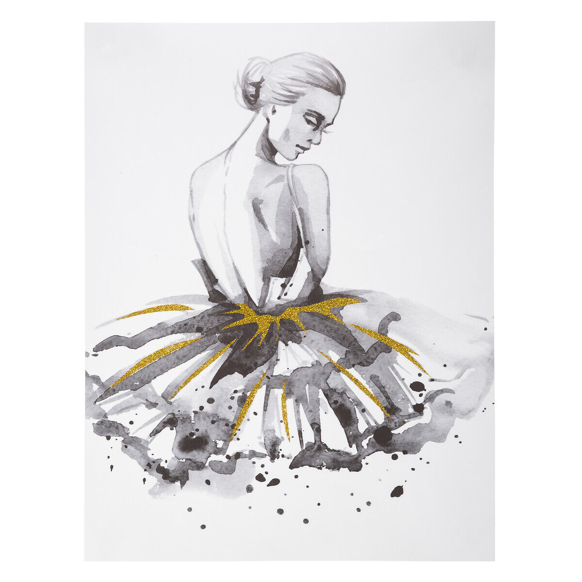 Quadro decorativo dançarina dourado 30x40cm, , large