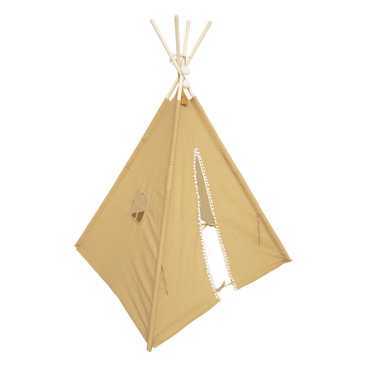 Tenda TIPI ocre com pompons RAINBOW, , large