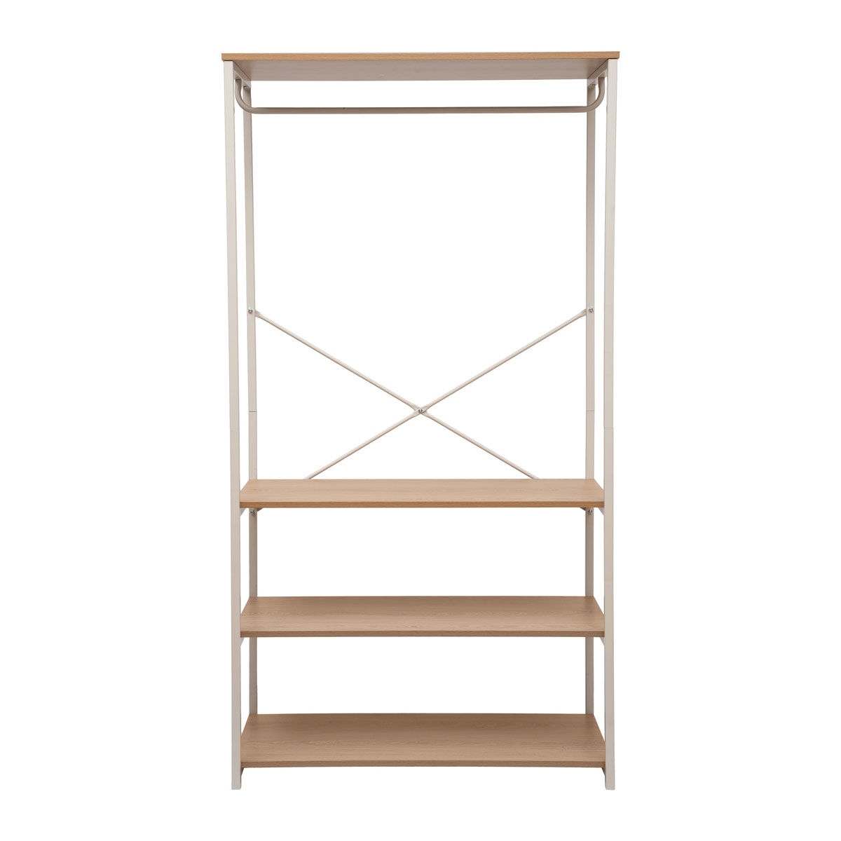 Roupeiro de metal bege com prateleiras 170cm, , large