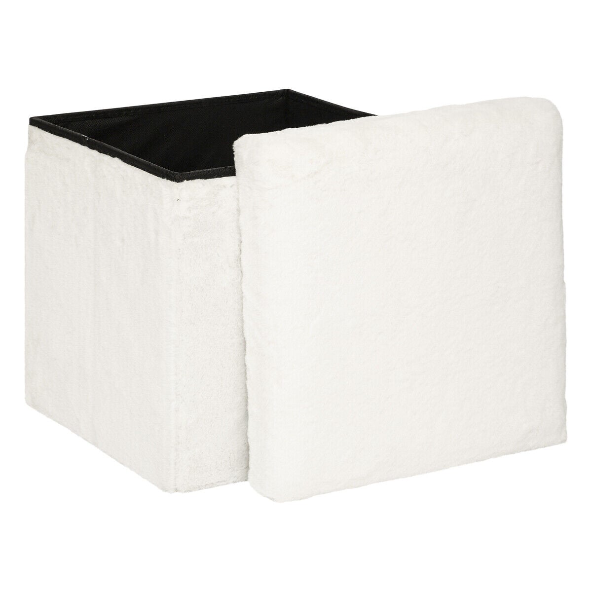 Storage pouffe EZZIO white in faux fur, , large