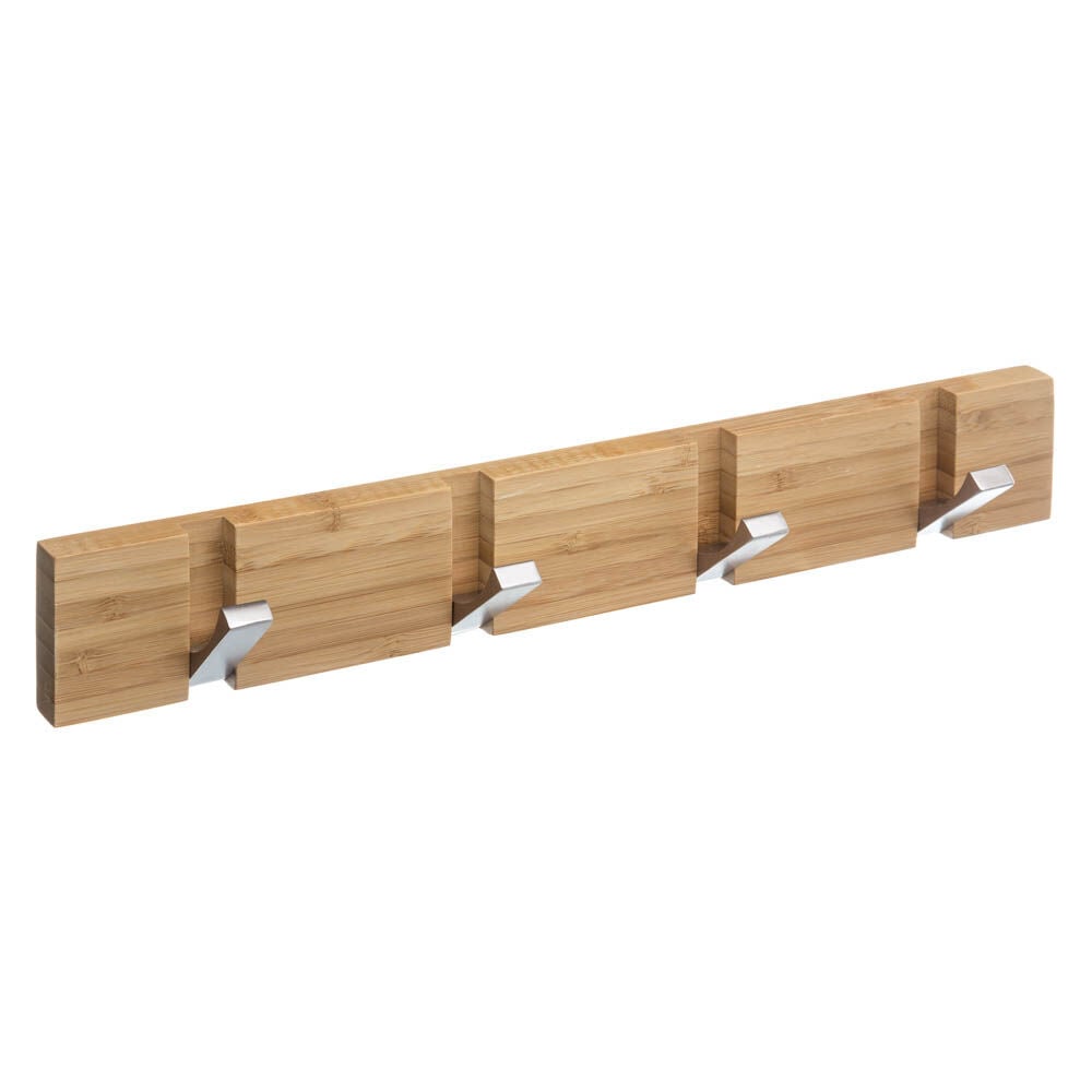 Cabide branco em bambu com 4 ganchos, , large