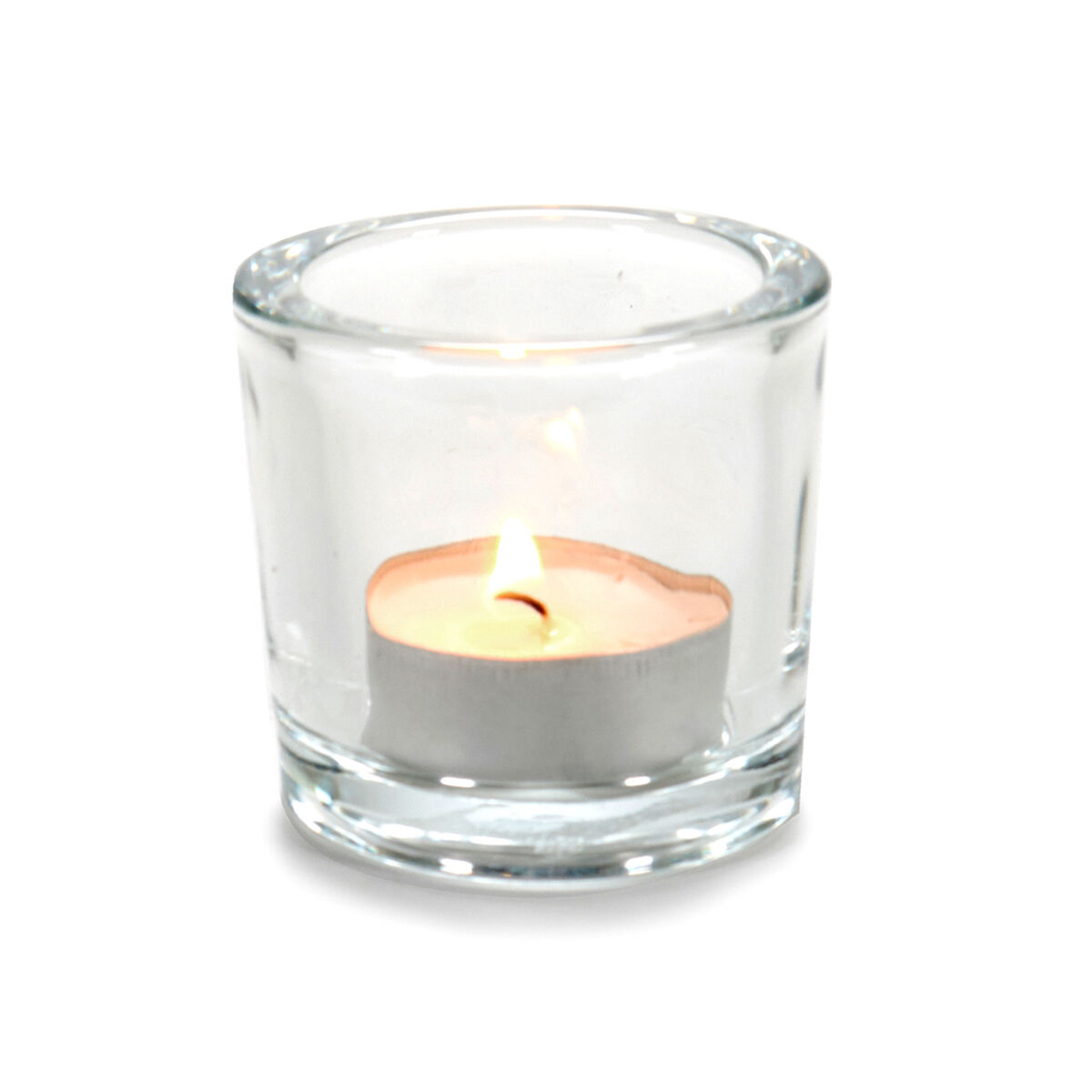 Round candle holder transparent in glass, , large