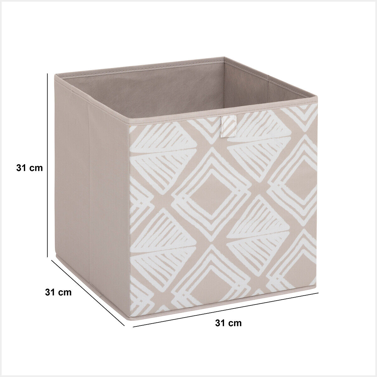 Caixa de arrumação BOHEMIA bege 31x31cm, , large