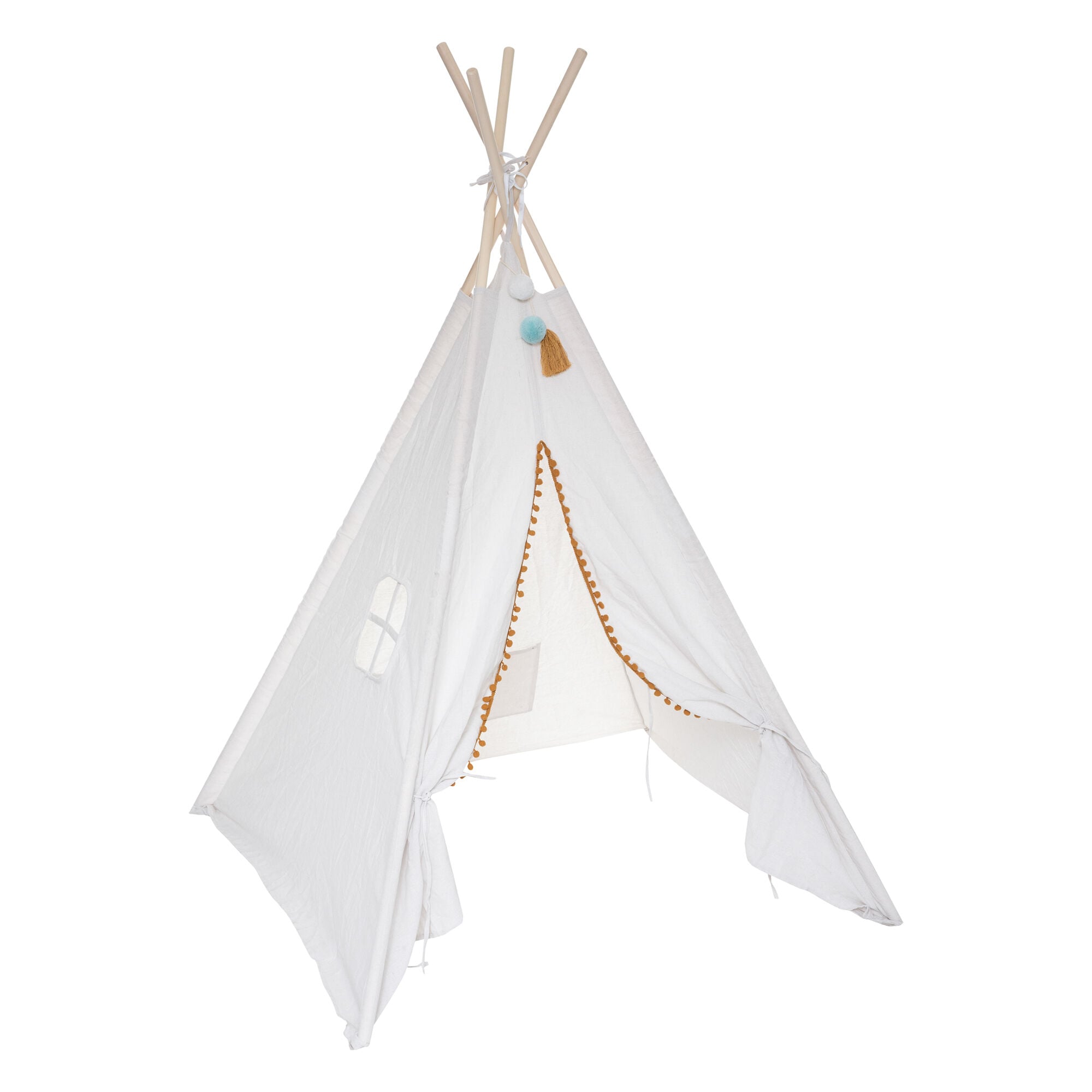 Tenda TIPI branca com pompons, , large
