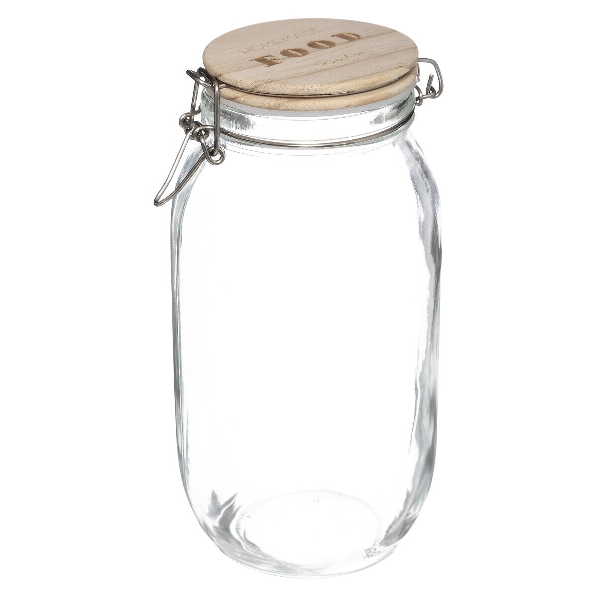 Frasco de vidro com tampa madeira 2l, , large