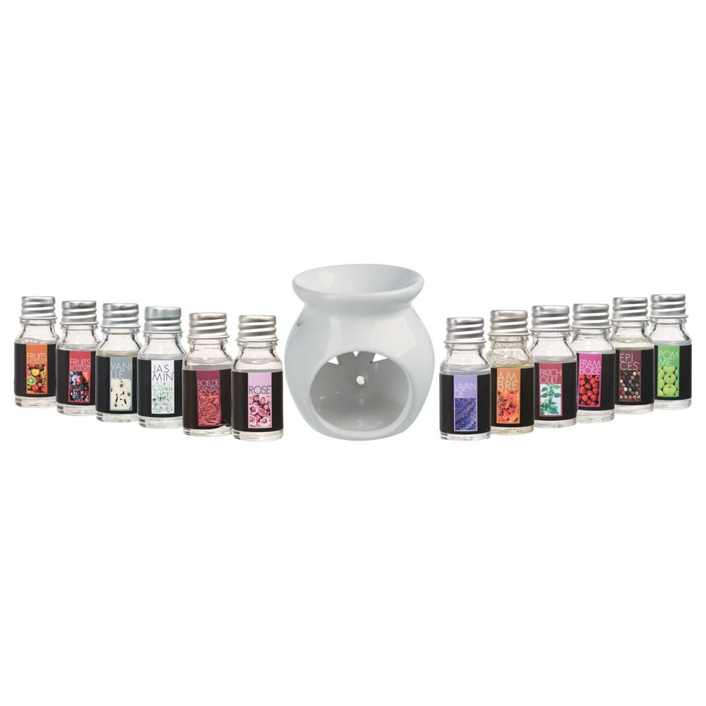 Conjunto de queimador e 12 óleos com fragrâncias 10ml, , large