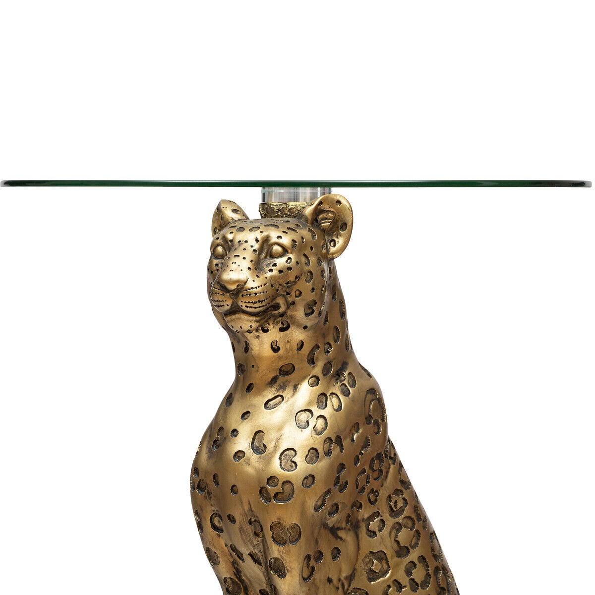Mesa de apoio com base forma de leopardo dourado em resina, , large