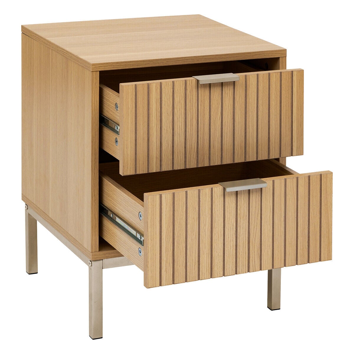 Mesa de cabeceira com 2 gavetas em mdf bege TASSO, , large