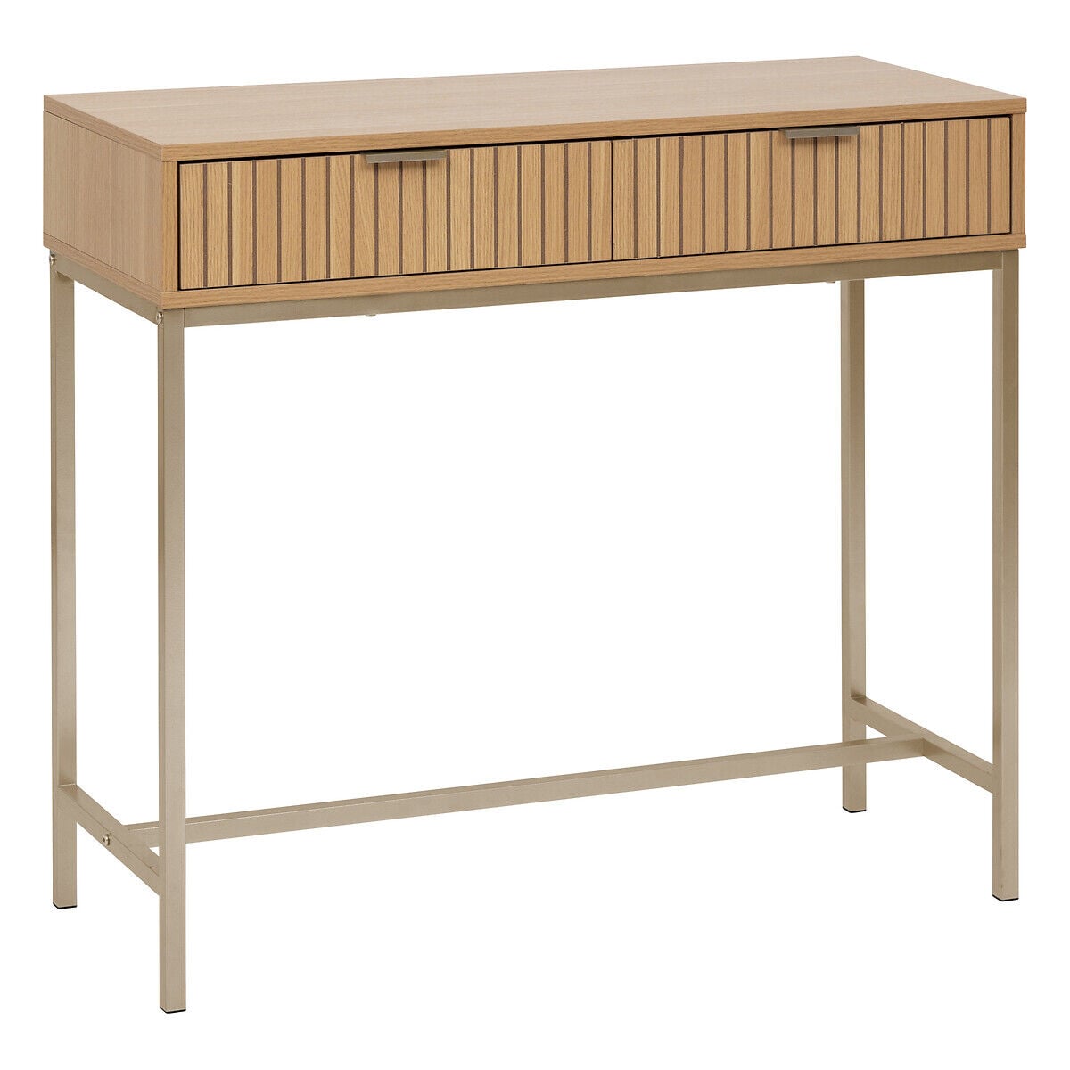 Consola Com 2 Gavetas Em Mdf e Metal Bege Tasso, , large