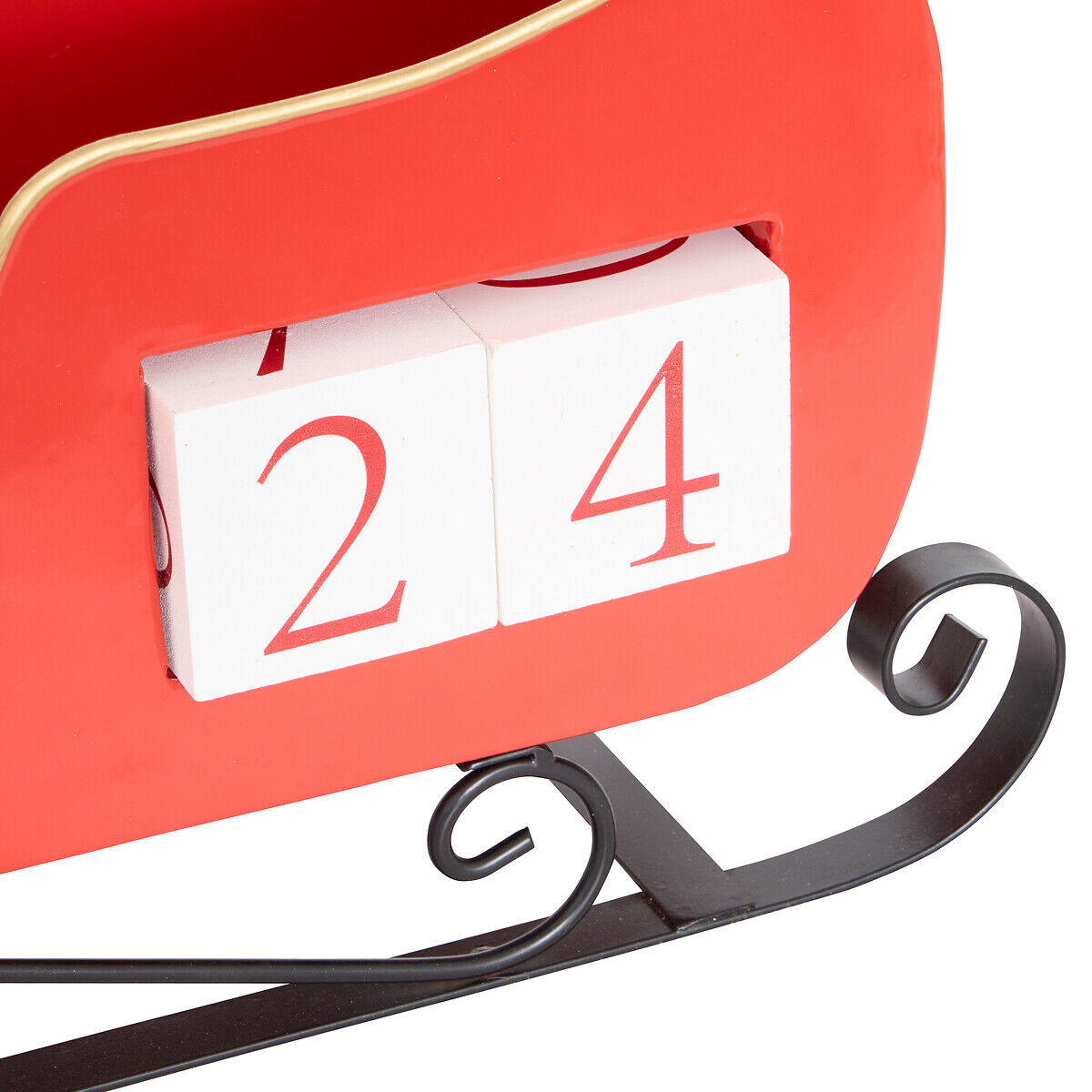 Trenó do pai natal com calendário do advento 29x12x21cm, , large