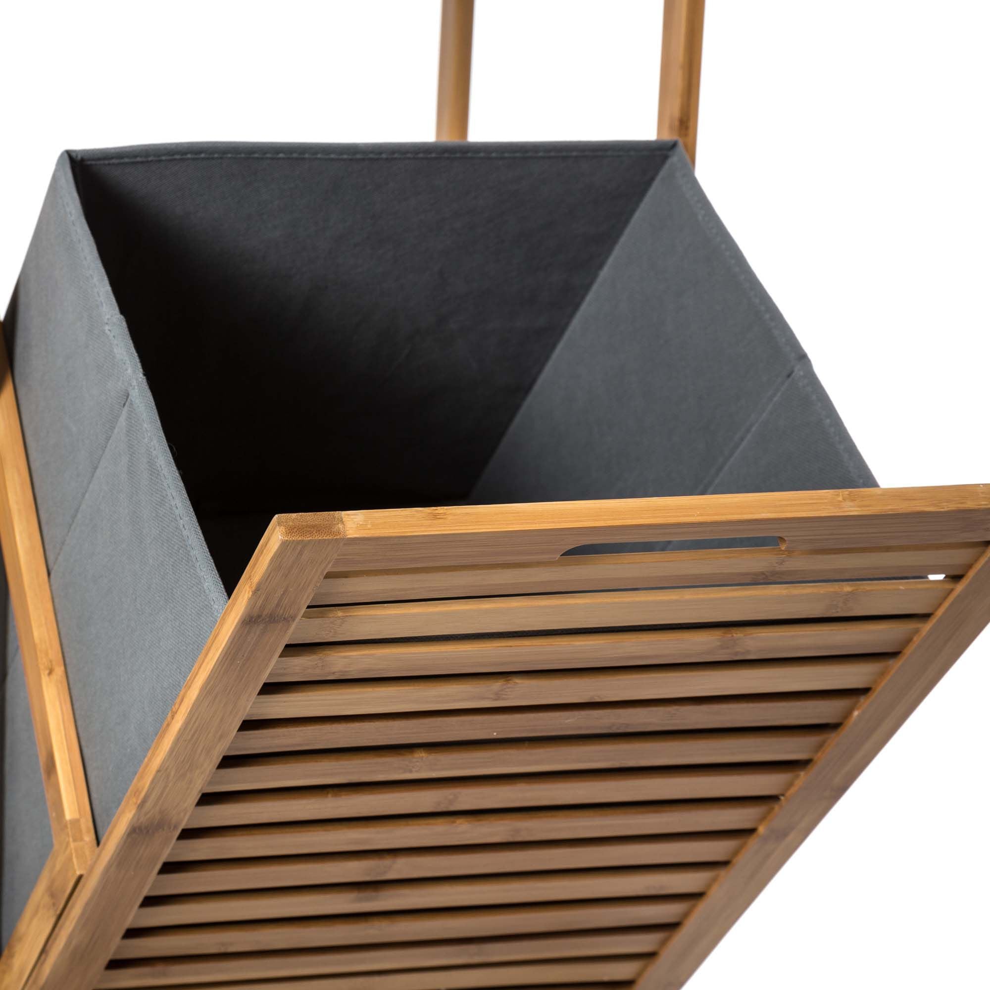 Estante wc bambu com cesto para roupa, , large