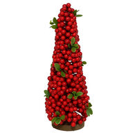 &Aacute;rbol de navidad decorativo con bayas y hojas 30cm