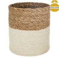 Cesto Seagrass Natural E Branco 21cm