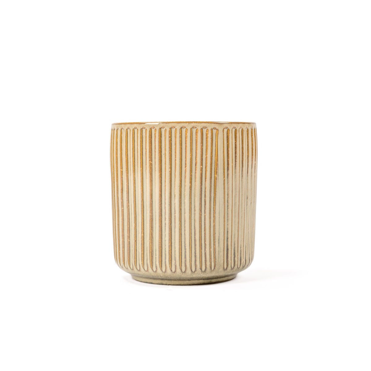 Vaso de cerâmica decoração riscas taupe 15cm, , large