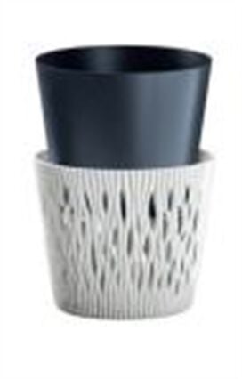 Plant pot SANDY ROUND white eco wood, , large