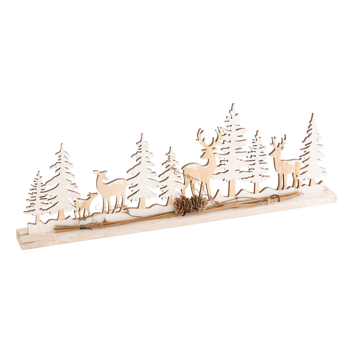 Decoração natalicia com árvores de natal e renas 45x16cm, , large