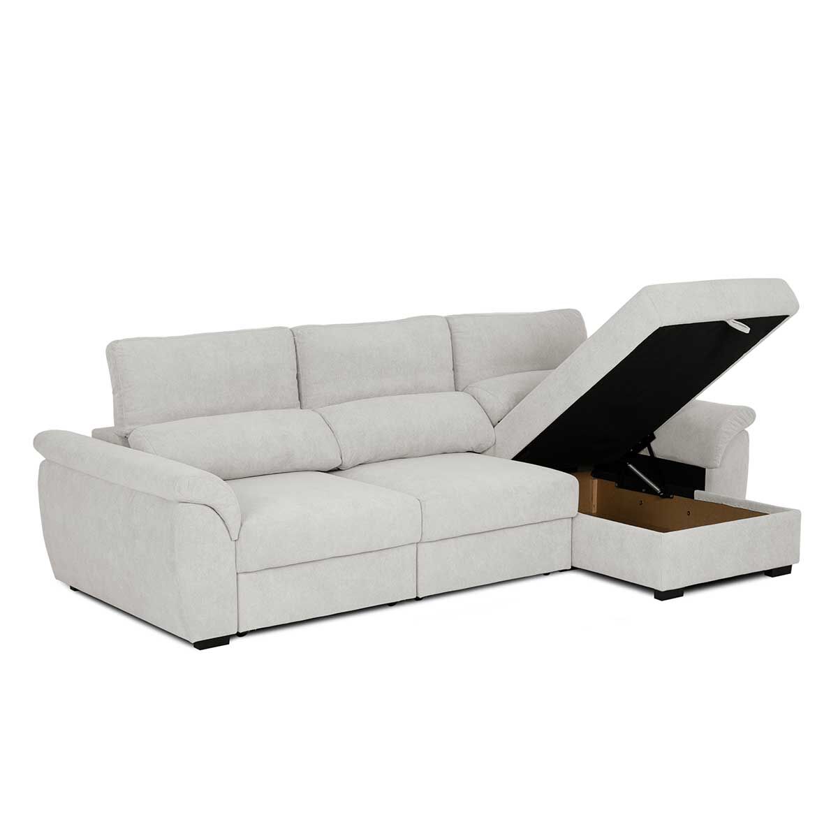 Sofá cama BREMAN cinza com cofre e chaise longue, , large