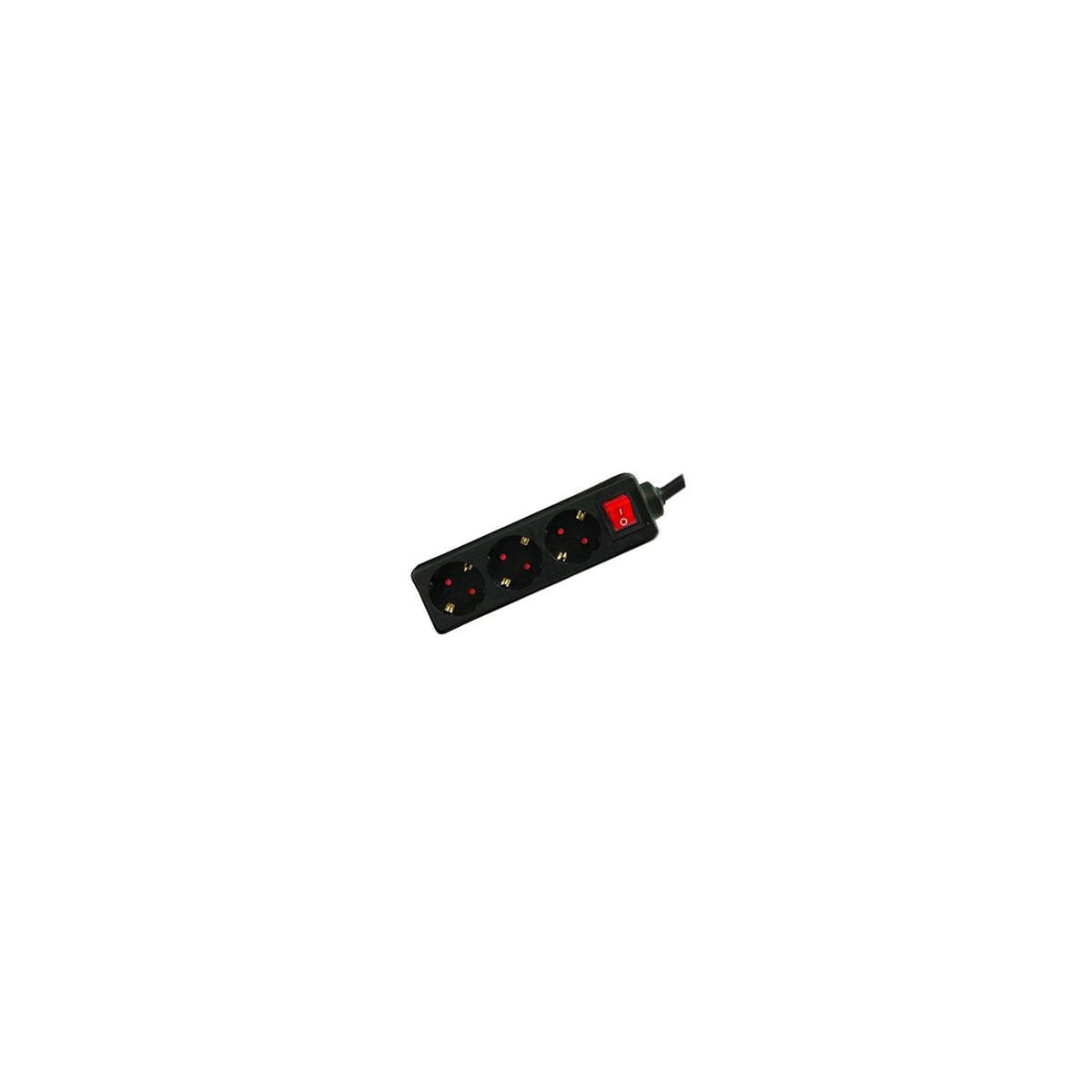 Extensão elétrica preta com 3 tomadas com interruptor, , large