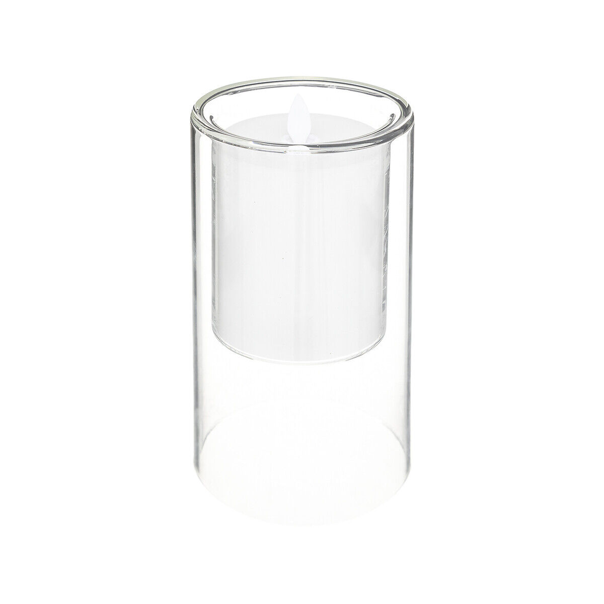 Conj. 3 velas led com castiçal de vidro, , large