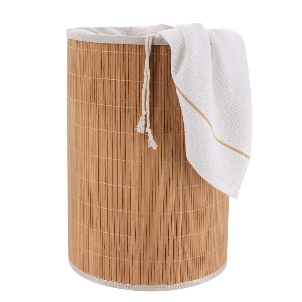 Cesto de roupa wc dobrável castanho em bambu, , large