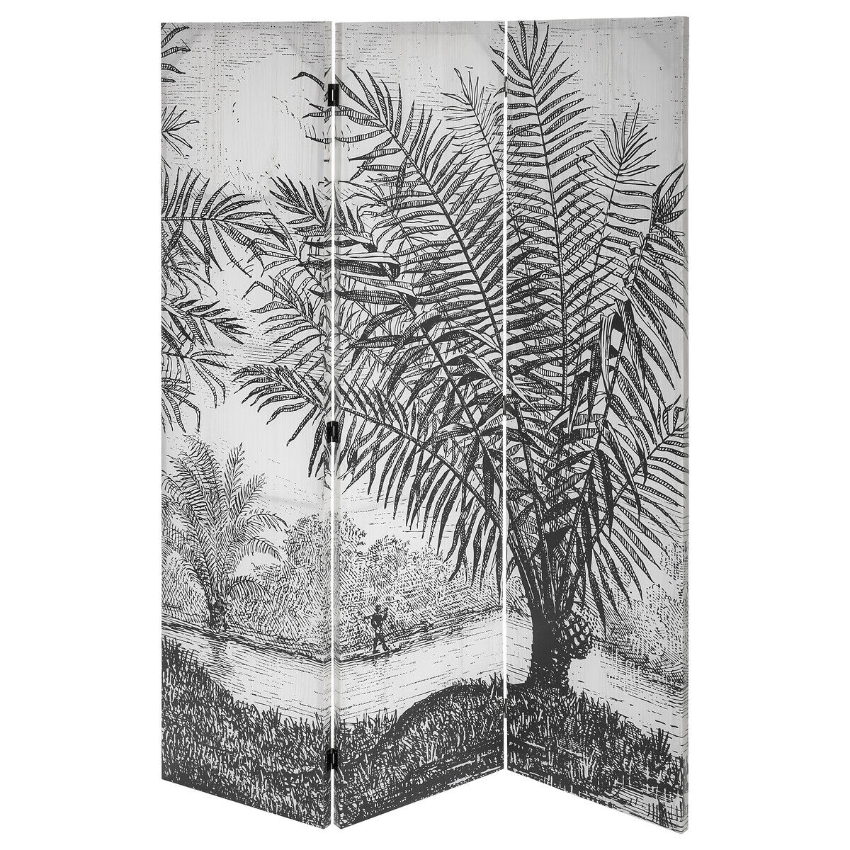 Biombo decorativo preto e branco paisagem CUBA, , large