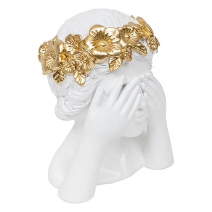 Estátua decorativa mulher WILD ROMANCE branca 22cm, , large