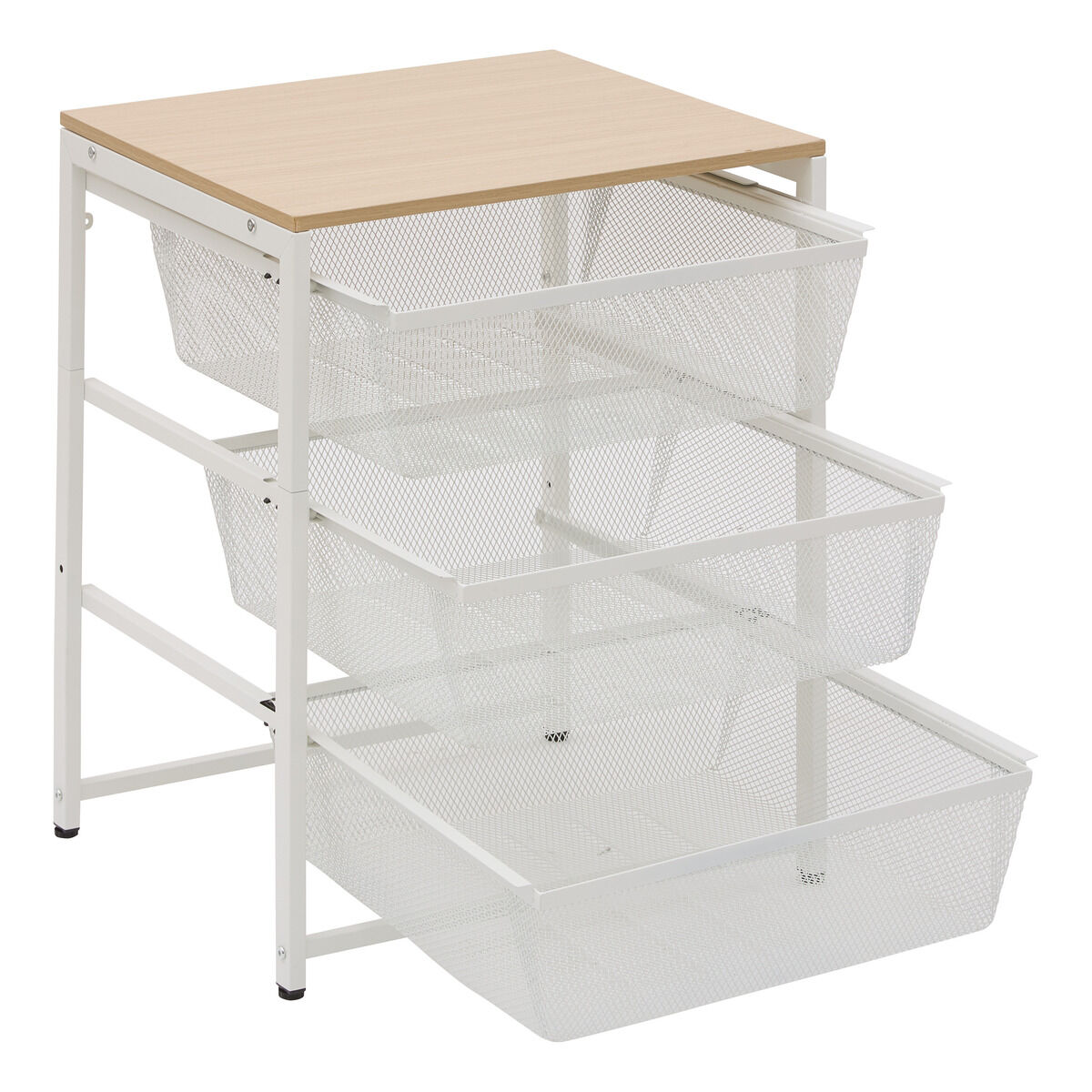 Móvel de arrumação com 3 cestos MESHY branco, , large