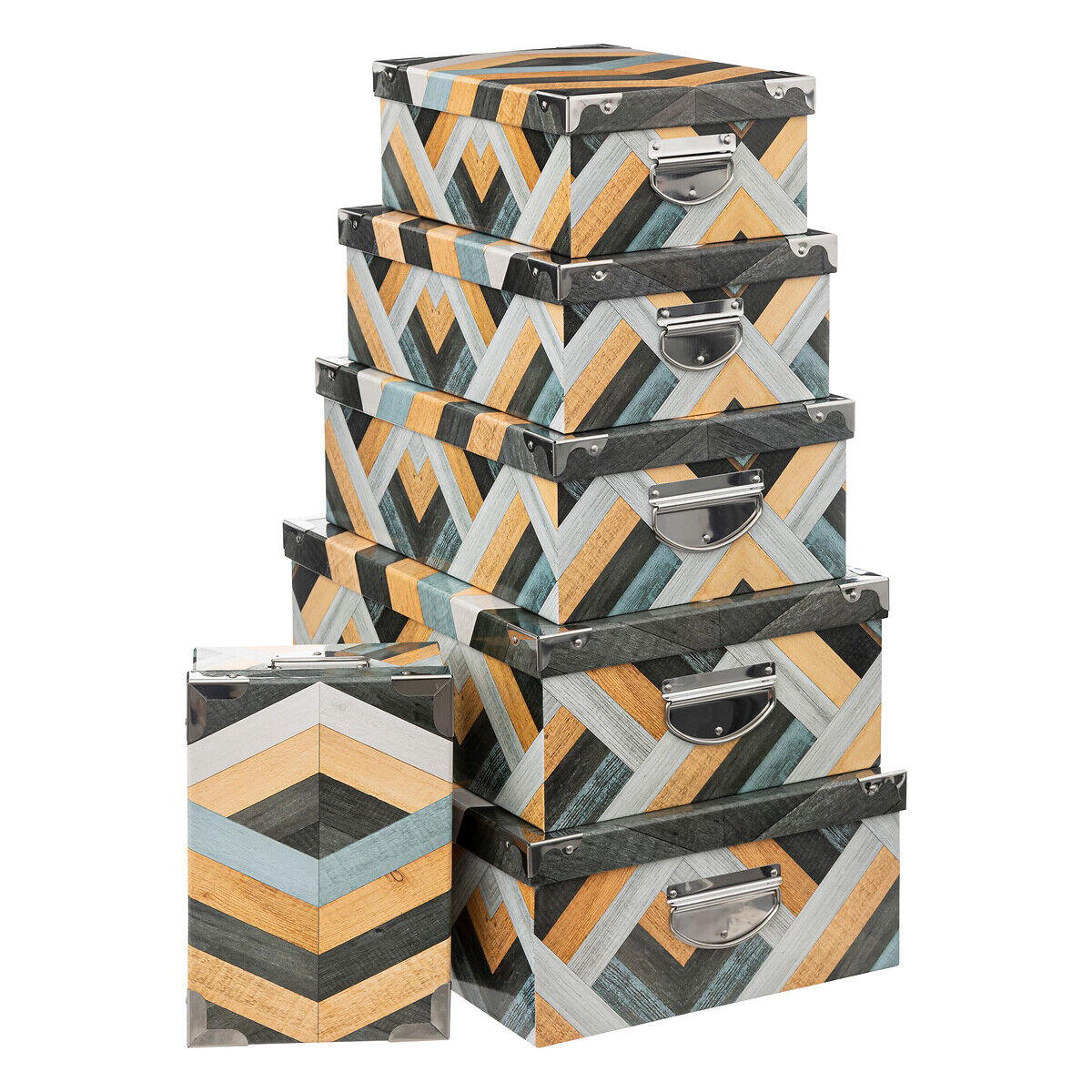 Conjunto de 6 caixas de arrumação MARQUETRY, , large