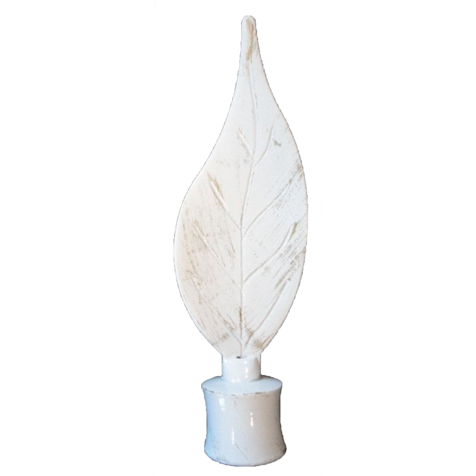 Set of 2 finials LEAF white, , large