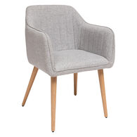 Sill&oacute;n De Tela Gris Claro Con Patas Claras Visoca