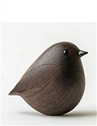 Figura decorativa pássaro castanho escuro 34cm, , large