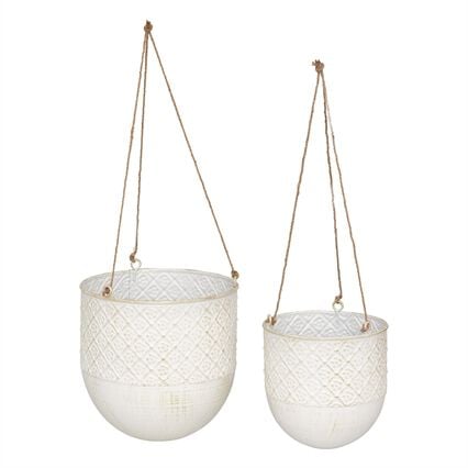 Hanging plant pot TINO white in metal, , large