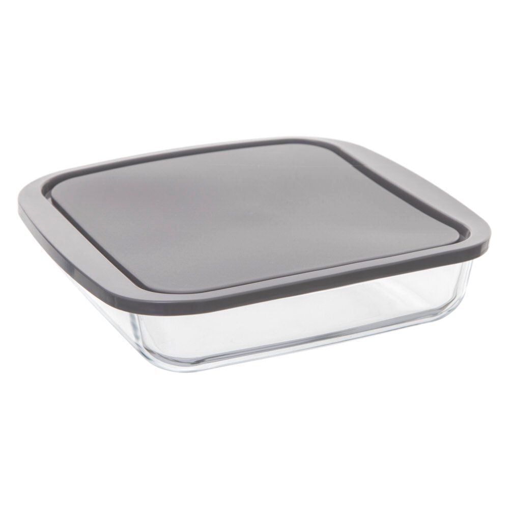 Prato quadrado para forno em vidro com tampa, , large