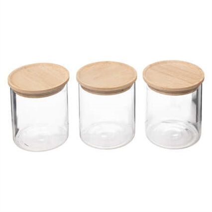 Conjunto de 3 frascos herméticos com tampa de madeira 350ml, , large