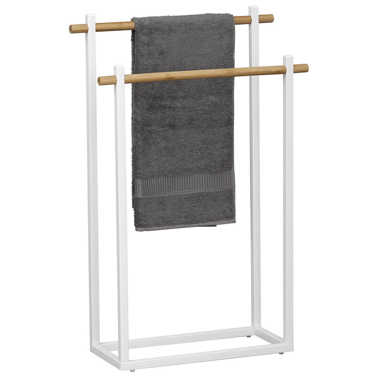 Rectangular bathroom towel rail black, , large