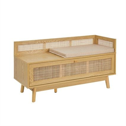Banco para arrumação em rattan, , large