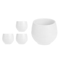 Conjunto De 3 Vasos Branco Com Reserva De &Aacute;gua 7cm