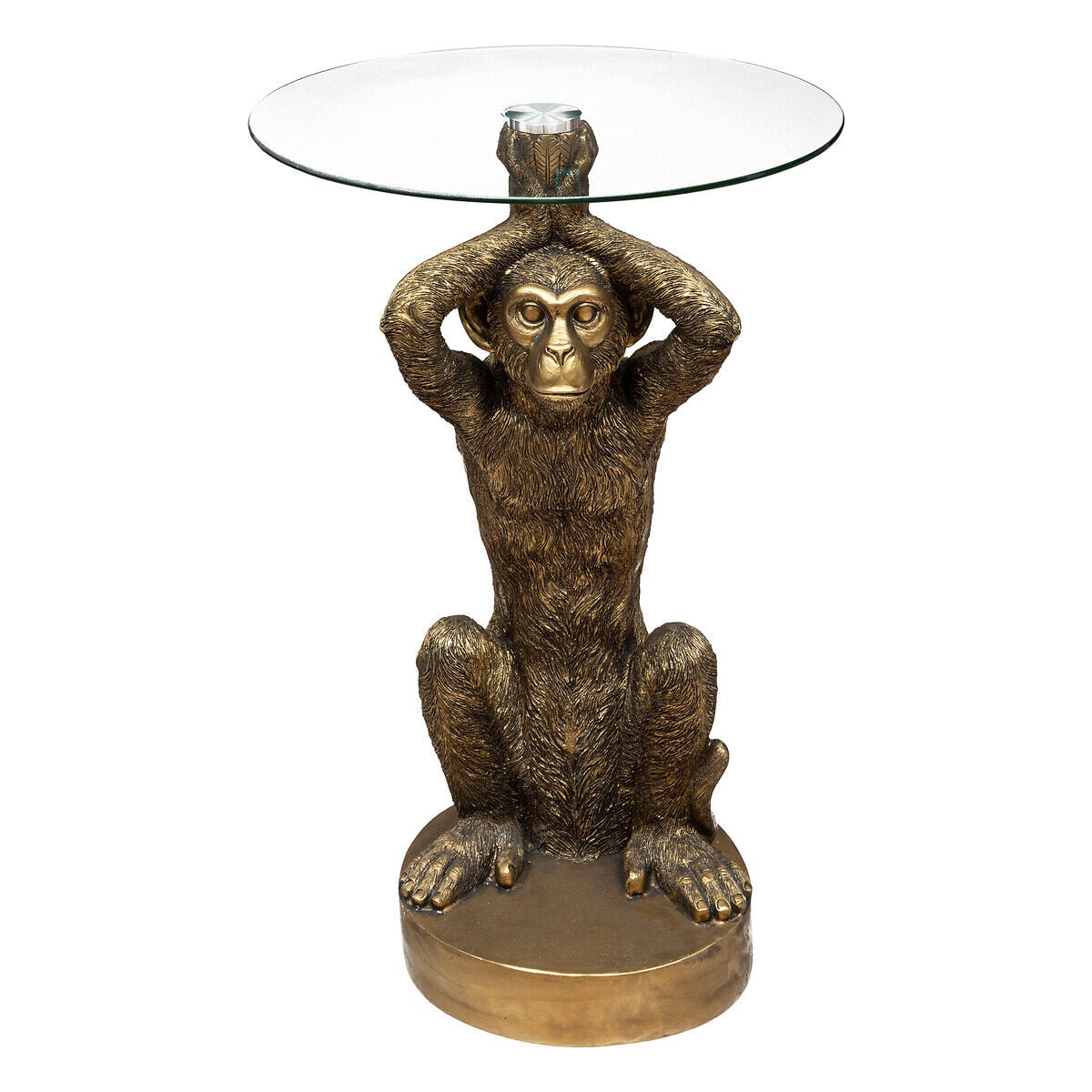 Mesa de apoio com base forma de macaco dourado em resina, , large