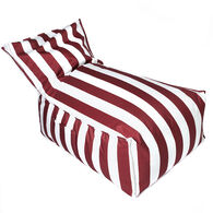 Puf sof&aacute; impermeable a rayas blancas y burdeos