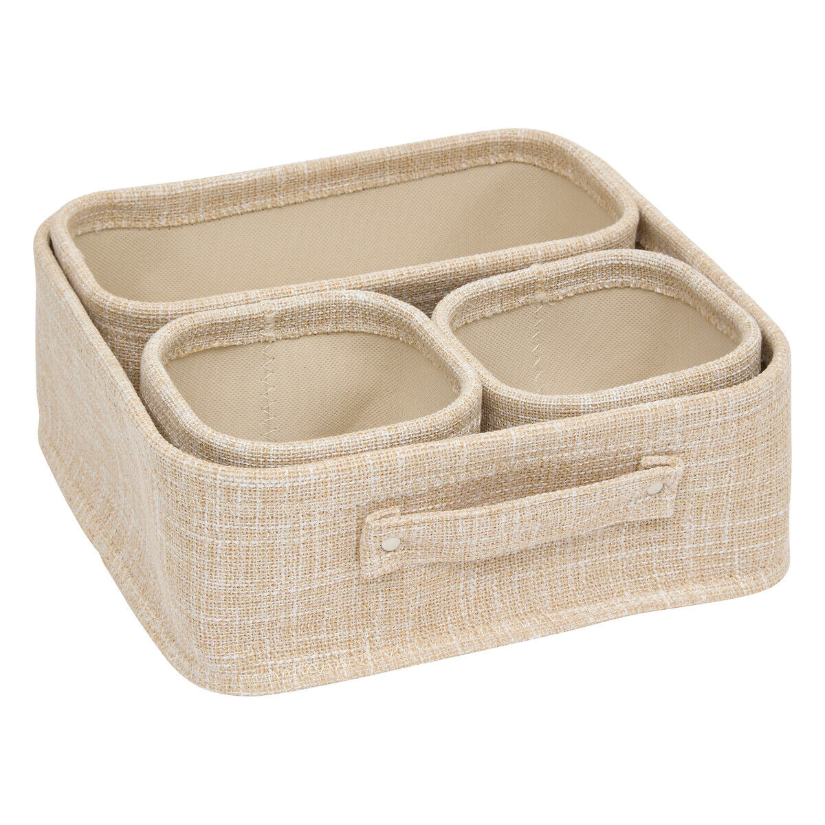 Conjunto de 4 cestos arrumação wc bege, , large