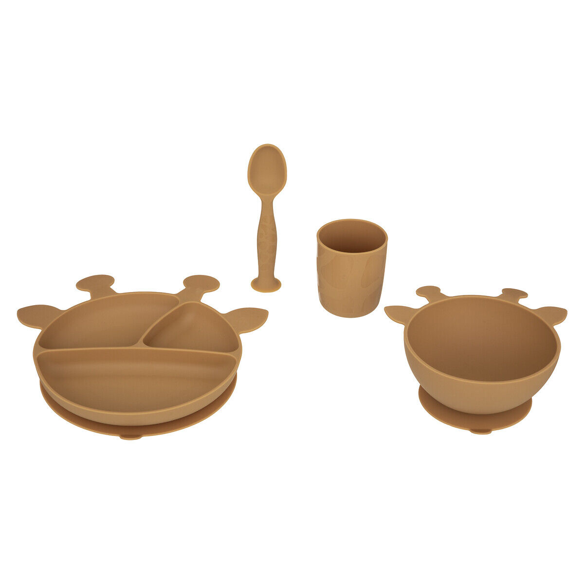 Conjunto de 4 peças de refeição ocre girafa em silicone, , large