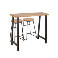 Conjunto De Bar Hazel Mesa E 2 Bancos Em Madeira E Metal