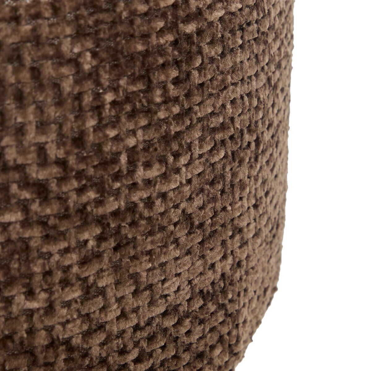 Tamborete SPOLO castanho em chenille 38x38x39cm, , large