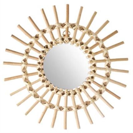 Espelho de parede sol bege rattan 30cm, , large