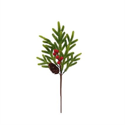 Haste verde com pinhas e bagas 41cm, , large