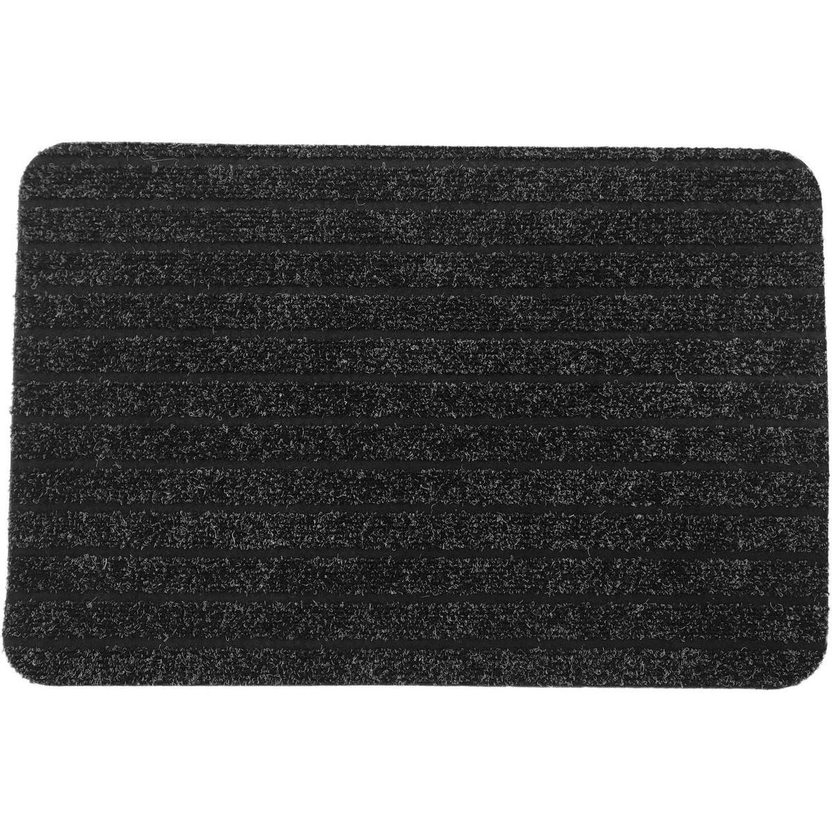 Tapete de entrada látex cinza e preto, , large